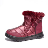 Winter Thick Plush Snow Boots With Side ZIpper High Top Platform Warm Cotton Shoes Women Solid Waterproof Fleece Walking Boot