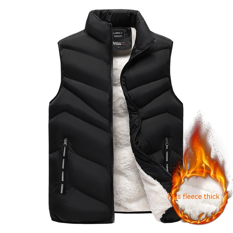 Down Cotton Vest Winter Fleece-lined Warm Berber Fleece Vest Men's Thickened Youth Coat