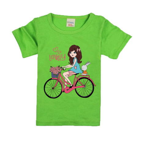 Camiseta Infantil Algodón Niña Bicicleta