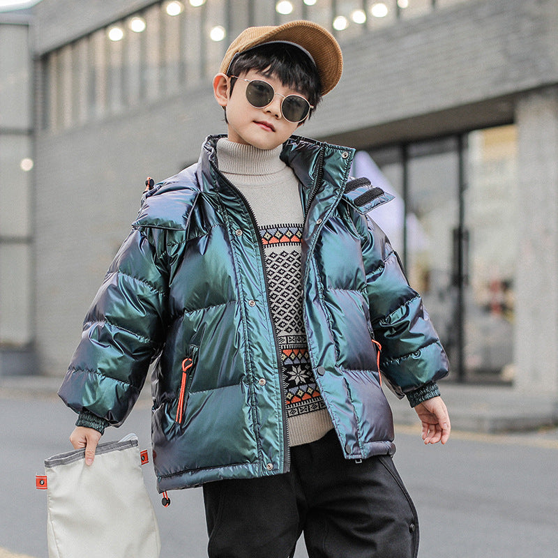 Chaqueta de plumón de pato blanco para niños de invierno grueso para niños grandes de estilo occidental