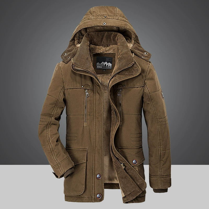 Men's Cotton-padded Coat Mid-length Fleece-lined Thickened