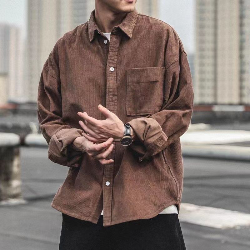 Men's Fashion Loose Corduroy Shirt Top