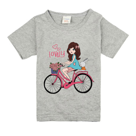 Camiseta Infantil Algodón Niña Bicicleta