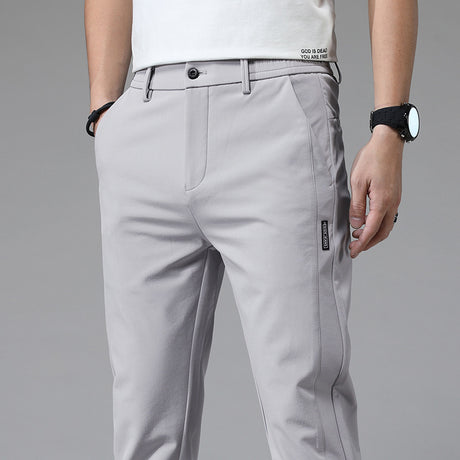 Pantalones casuales ultrafinos con cintura elástica de moda para hombre Ice Silk