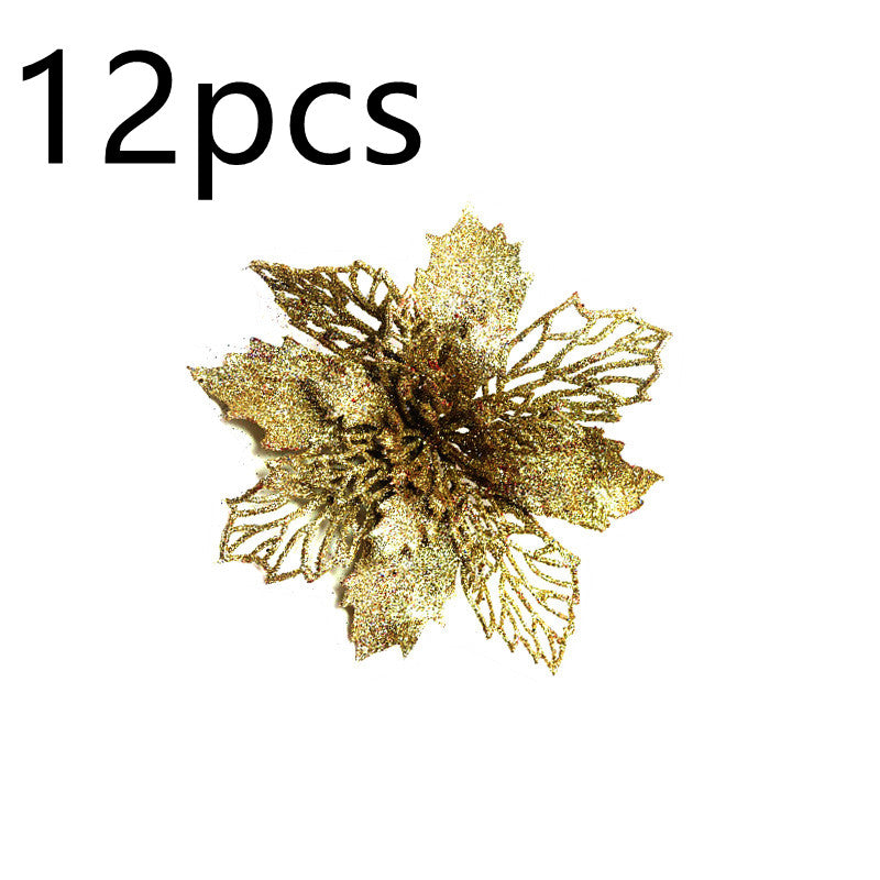 Glitter Artifical Christmas Flowers Christmas Tree Decorations For Home Fake Flowers Xmas Ornaments New Year Decor