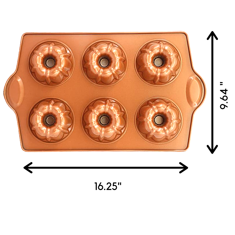 Mini cacerola de tubo estriado original - Sartén antiadherente sin tóxicos de 6 cavidades - Recubrimiento orgánico premium respetuoso con el medio ambiente - Calidad duradera - Mini cacerola de tubo estriado