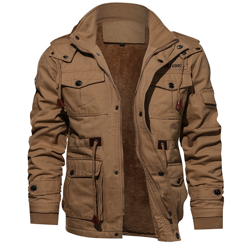 Chaqueta de lana de invierno para hombre, abrigo cálido con capucha, ropa de abrigo gruesa térmica, chaqueta militar masculina