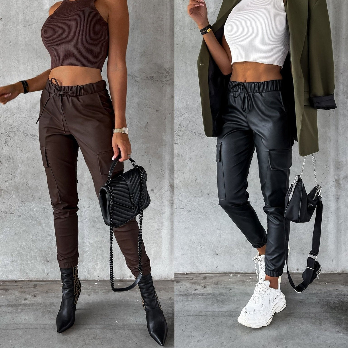 European And American Matte Leather Pants