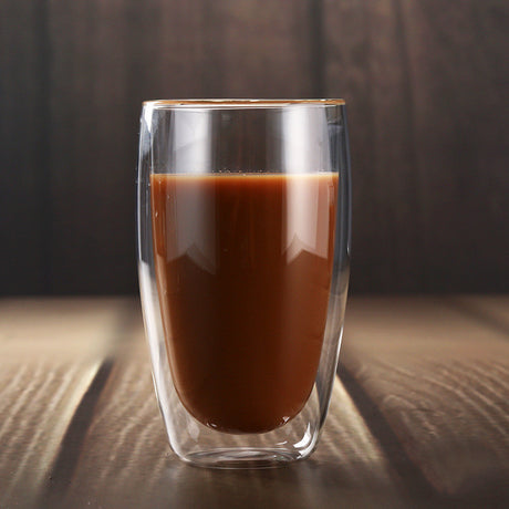 Taza de café doble de vidrio resistente al calor.