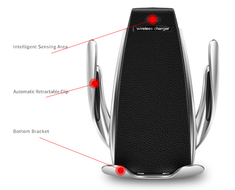 Cargador inalámbrico para coche, carga inalámbrica rápida de inducción de 10W con soporte para teléfono para coche S5