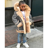 Boys' Warm Fur All-in-one Fashion Hooded Jacket