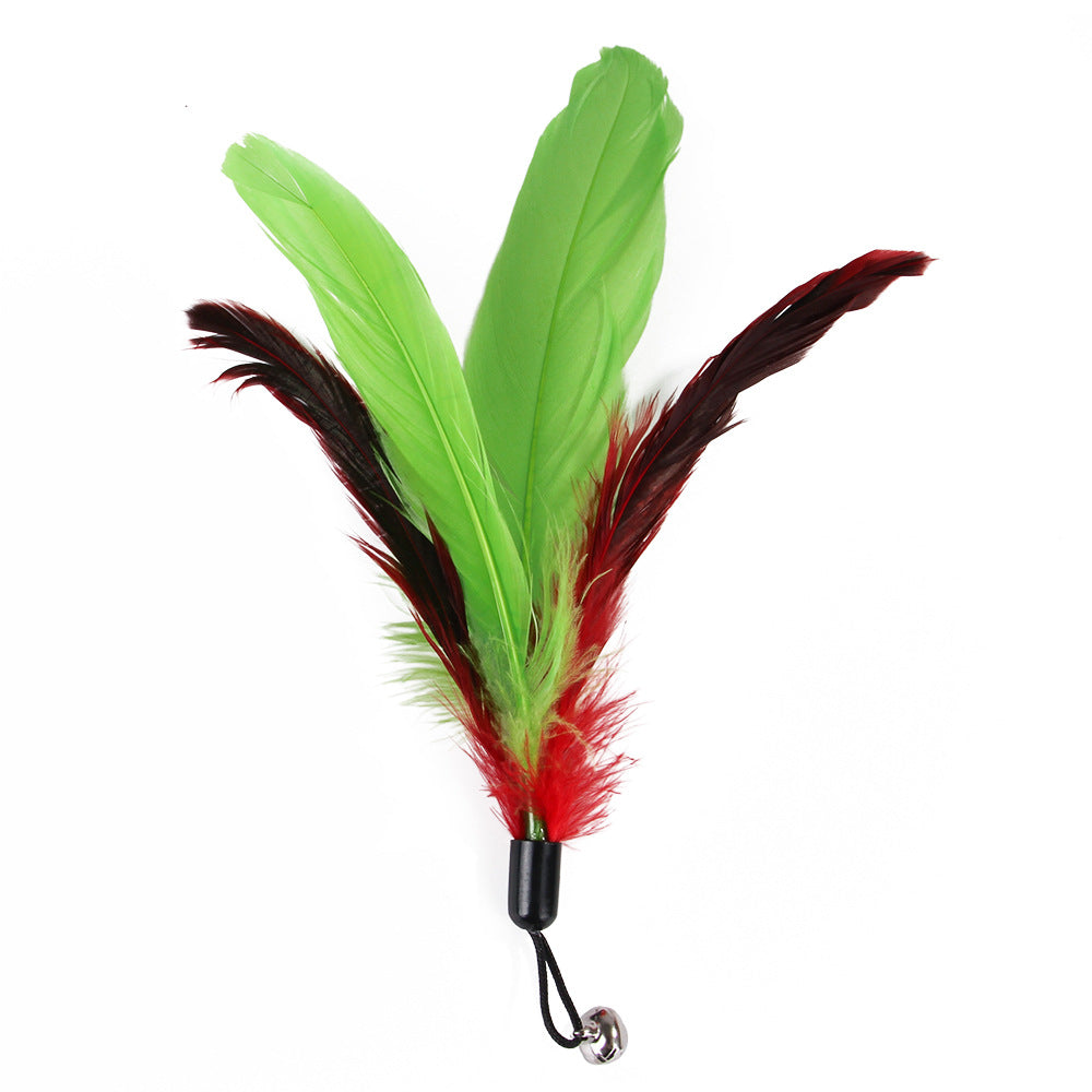 Juguete para gatos, pluma, campana retráctil, repuesto, cabezal de pesca, caña de pescar, juego de 12 piezas