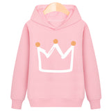 Crown hooded plus velvet sweatshirt