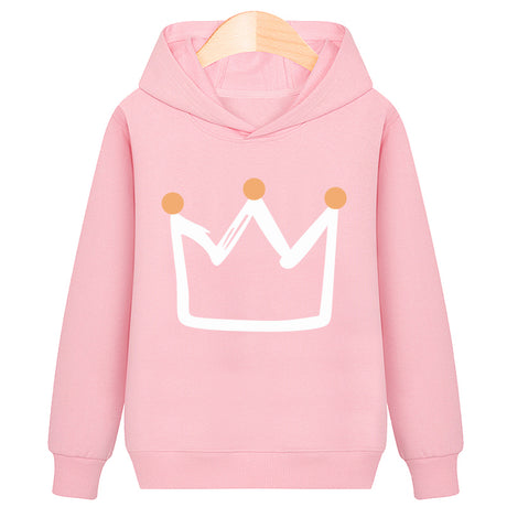 Crown hooded plus velvet sweatshirt