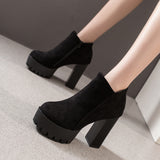 Women's Velvet Warm Leather Boots High Heel