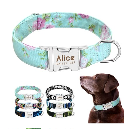 Collar con nombre para perro, Collar para perro grande personalizado, etiqueta con letras