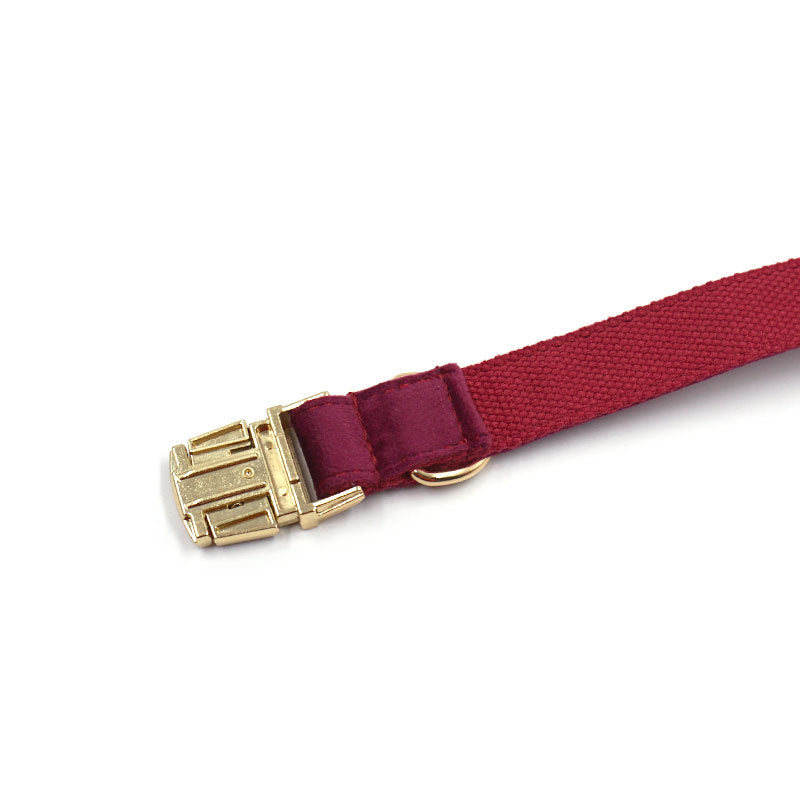 Soft Burgundy Velvet Pet Collar Dog Collar