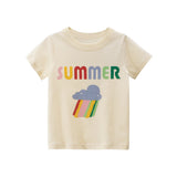 Camiseta de color albaricoque de arroz de manga corta para niñas de verano