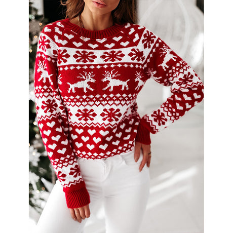 Christmas Elk Long Sleeve Knitted Sweater