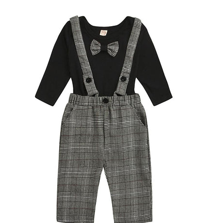 Girls Plaid Strap Lace Lace Skirt Suit Boy Pants Suit