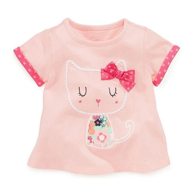 Camiseta de manga corta de algodón para niña