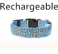 Collar de perro LED Collar de mascota de leopardo de nailon ajustable de seguridad