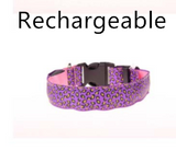 LED Dog Collar Safety Adjustable Nylon Leopard Pet Collar