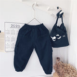 Autumn and Winter New Style Boys' Big Pocket Overalls, Children's Cotton Casual Pants Trendy