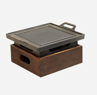 Asiento de madera estilo coreano parrilla Pan Grill hogar sin humo