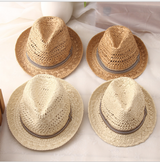 Sombrero de paja para padres e hijos, sombrero de Jazz transpirable, sombrero de copa británico, sombrero de verano para hombres, sombrero de Panamá, sol de playa para niños