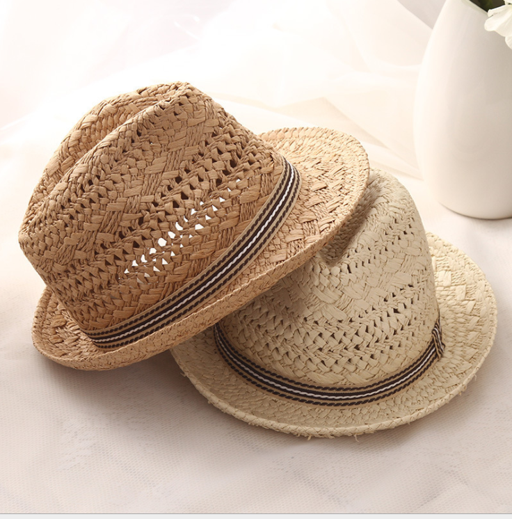 Sombrero de paja para padres e hijos, sombrero de Jazz transpirable, sombrero de copa británico, sombrero de verano para hombres, sombrero de Panamá, sol de playa para niños