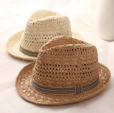 Sombrero de paja para padres e hijos, sombrero de Jazz transpirable, sombrero de copa británico, sombrero de verano para hombres, sombrero de Panamá, sol de playa para niños