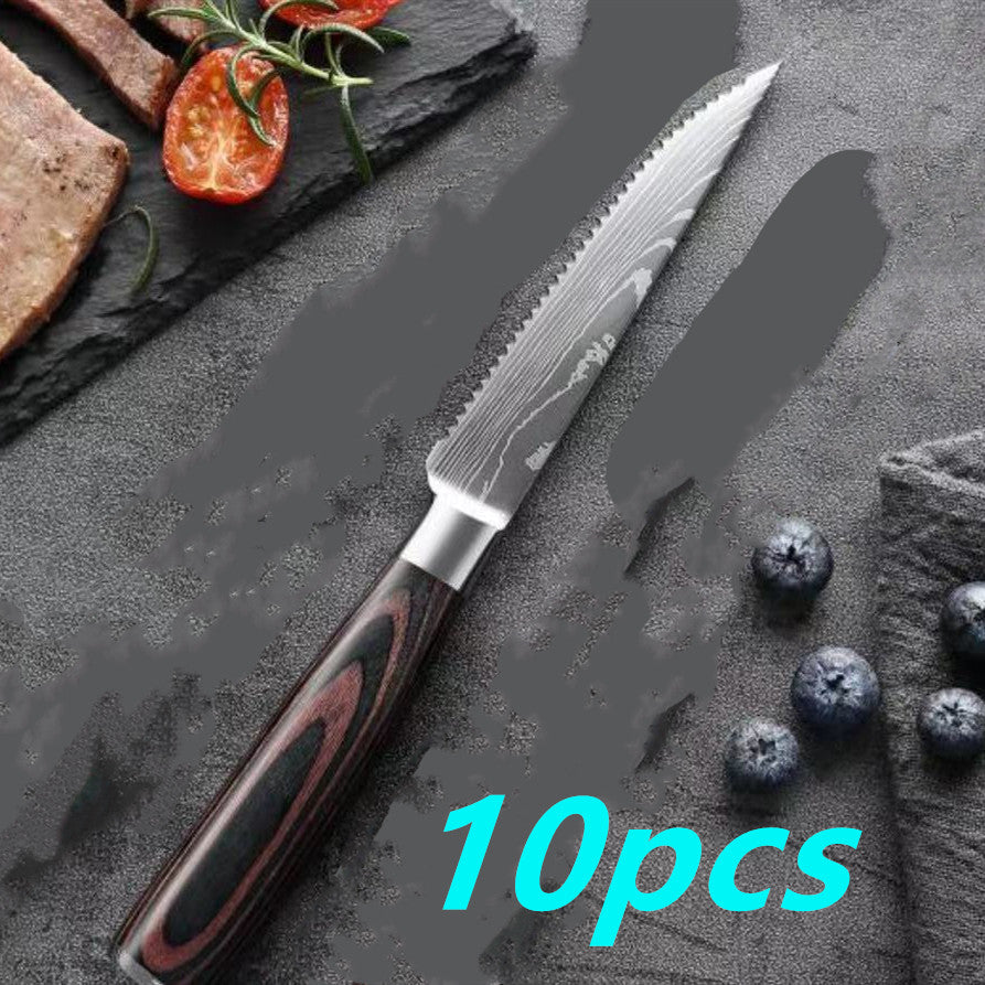 Cuchillo de carne con mango de madera de color, cuchillos de cocina occidentales de acero inoxidable, cuchillo de fruta para cocina