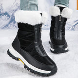 Botas de nieve para mujer, ligeras, con plataforma y cremallera, botines de invierno para mantener el calor, zapatos de felpa para exteriores, gruesos, de caña alta, además de zapatos de terciopelo