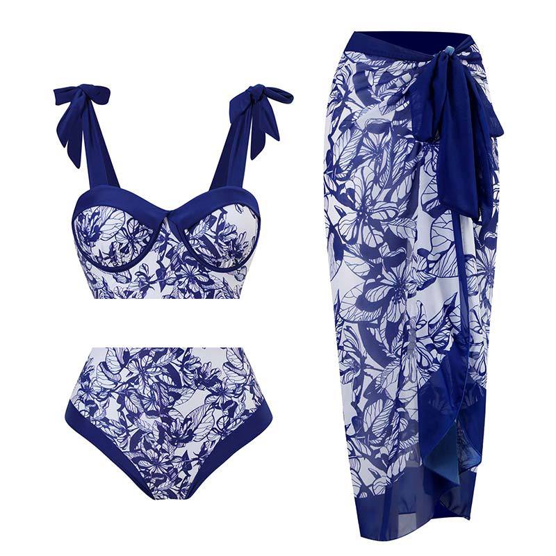 High Waist Print Bikini Swimsuit European And American Suit