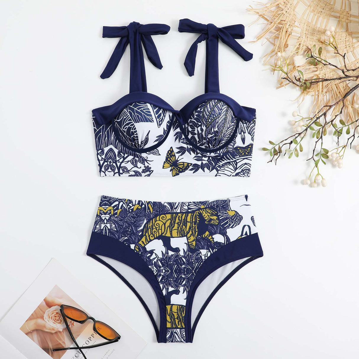 High Waist Print Bikini Swimsuit European And American Suit