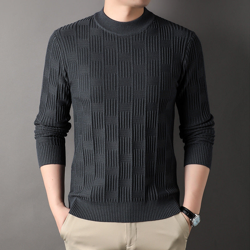 Solid Color Half Collar Thickened Men's Casual Sweater