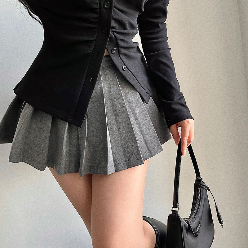 Fashion Black Pleated Skirt For Women