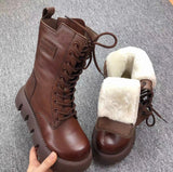 Patent Leather Retro Style British Style Comfortable Low Heel Autumn And Winter Fleece-lined Fashion Boots