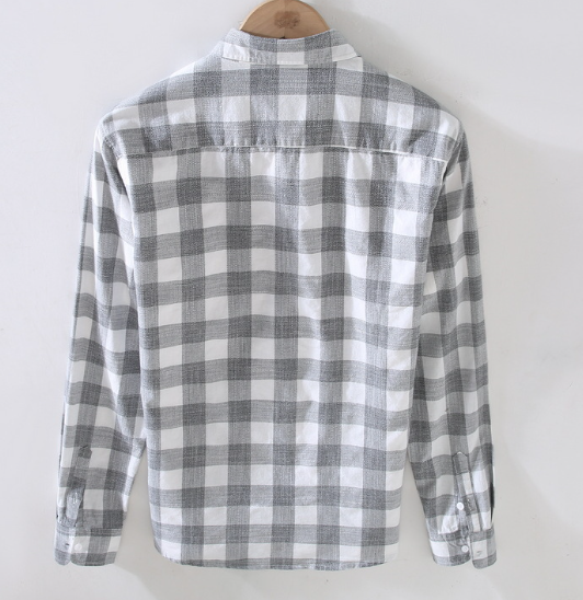 camisa de hombre de moda con cuello cuadrado suelto informal de manga larga