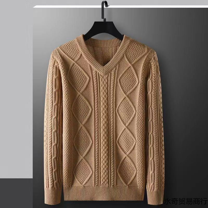 High-end Thickened V-neck Autumn And Winter Thermal Base Sweater