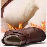 Cotton Shoes Soft Leather Thick Fur Non-slip Soft Bottom Mother Female Winter Middle-aged Fleece Lined Short Boots