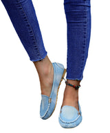 Pure Blue Denim Viscose Shoes Pointed Toe Low-top Shoes