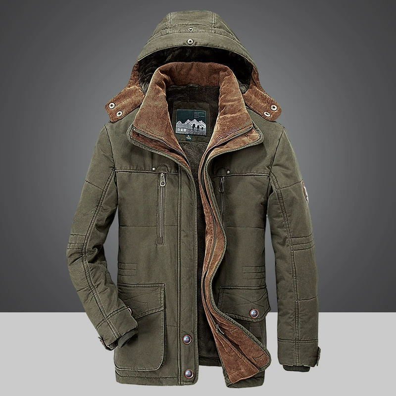 Men's Cotton-padded Coat Mid-length Fleece-lined Thickened