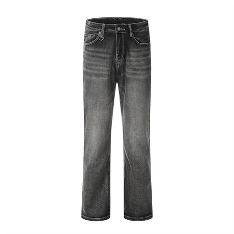 Heavy Washed Black And Gray Worn Jeans