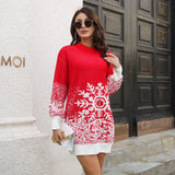 Christmas Acrylic Woolen Skirt Women's Cage Sleeve Loose Dress