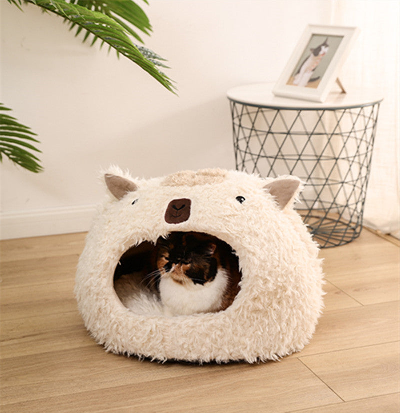 Cama para mascotas de alpaca Cama cálida para perros y gatos de felpa