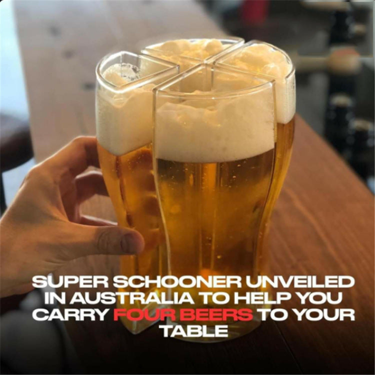 Super Schooner Beer Glasses Mug Cup Separable 4 Part Large Capacity Thick Beer Mug Glass Transparent for Club Bar Party