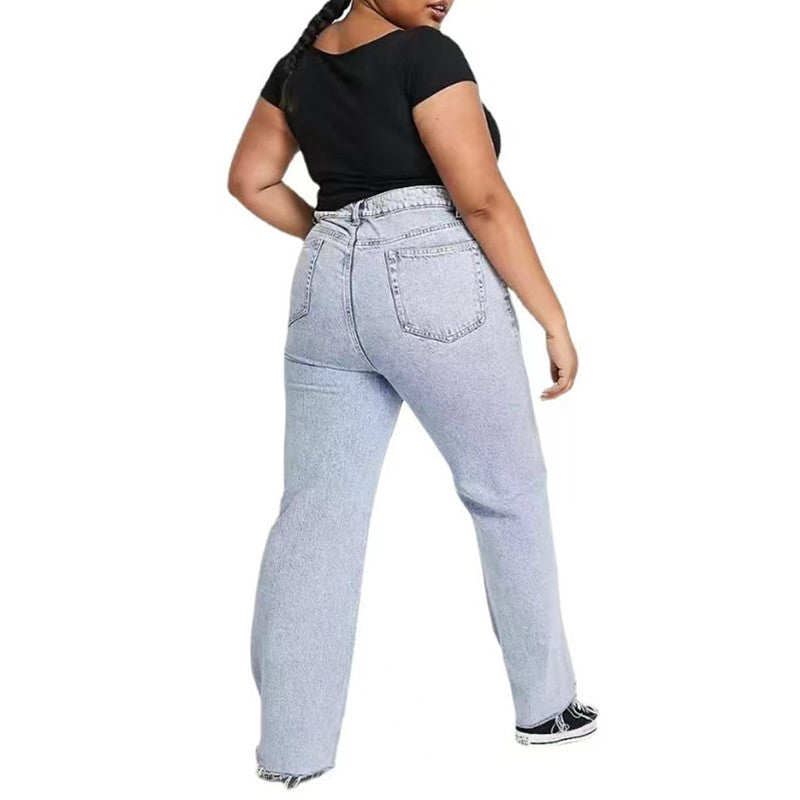 Plus Size Fashion Jeans Women's Trousers Fat Women's Trousers