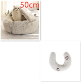 2 In 1 Dog And Cat Bed Pet Winter Bed Round Plush Warm Bed House Soft Long Plush Pets Bed